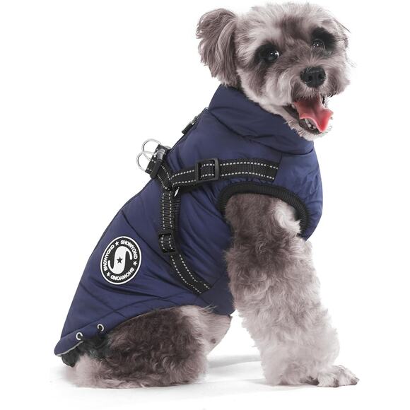 Showyond Other - Showyond Blue Warm Dog Coat, Waterproof with Built-in Harness Size X-Small